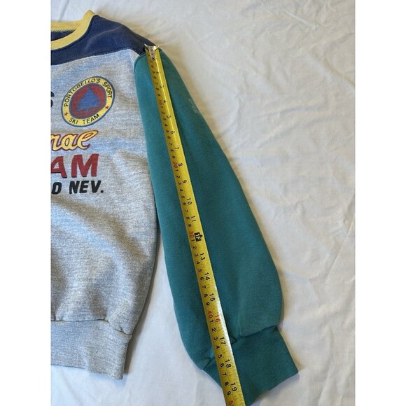 90s Boxy Colorblock Ski Team Grey Heather Sweatshirt Women’s M - Picture 6 of 7